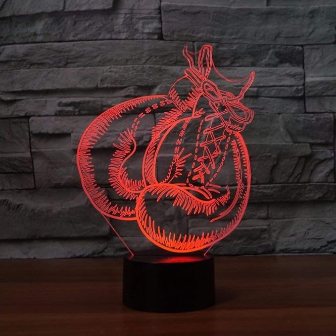 3D Boxing Gloves Night Light 16 Colors Changing USB Powered Remote Control Touch Switch Decor Lamp Optical Illusion LED Table Desk Lamp