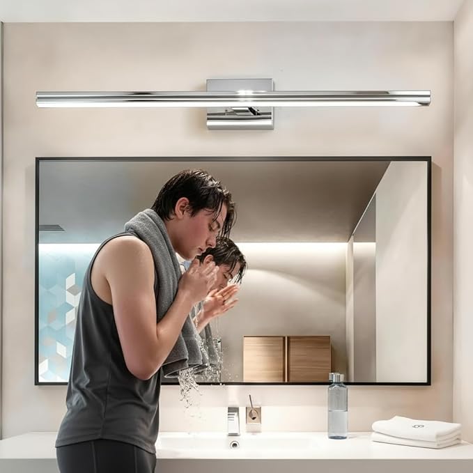 MEGAWISE 6185 LED Bathroom Mirror Front Light, 5 Color Temperatures Dimmable (2700K-6000K), Modern Vanity Light Bar for Bathroom, Anti-Fog & Waterproof (Chrome, 23.6inch, 14, Watts)