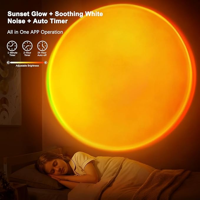 Sunset Lamp, Sun Light Projector for Aesthetic Room Decor,RGB Color Changing Night Light Mood Lighting for Bedroom,Gifts for Girl Kid Adults, 360°Rotation LED Light for Party TikTok Live Photography