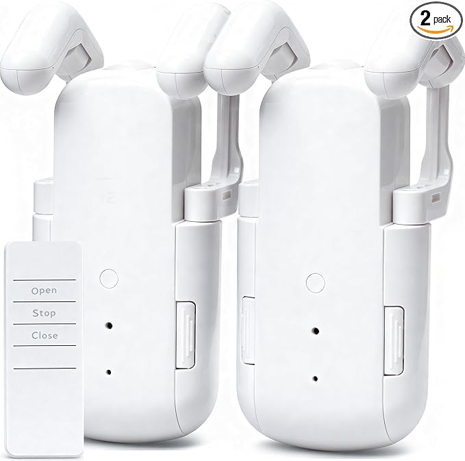 Automatic Curtain Opener Smart Motorized: 2-Pack Heavy Duty 20KG Load Electric Curtain Robot with Remote for Bedroom Living Room│6-Month Battery for Home/Office/Nursery│No WiFi Needed