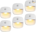 AMIR Motion Sensor Light Indoor, Upgraded Battery-Powered LED Night Light with PIR Technology for Bathroom, Kitchen, Stairs, Under Cabinet, Closet, Stick on Anywhere Hallway Lamp (Warm White, 6-Pack)