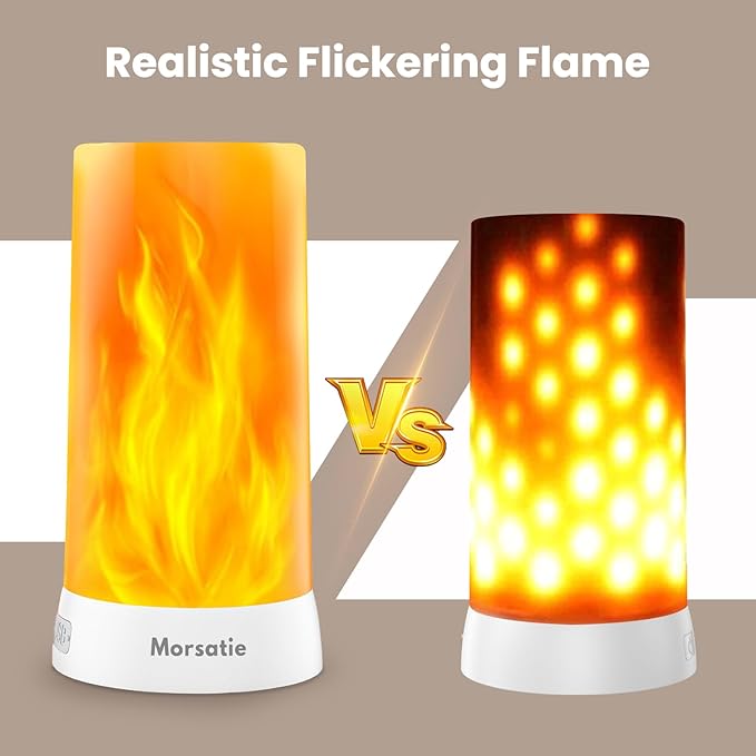 Upgraded LED Flame Light with Upside Down Effect, Remote Timer & 4 Modes, Rechargeable Battery Operated Waterproof Flameless Candles for Indoor Outdoor, 2 PCS