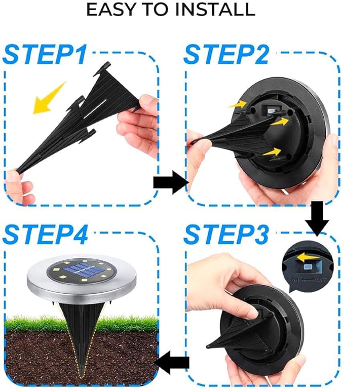 HOUSEOFLED Solar Ground Lights 12 Pack, Waterproof IP65 In-Ground Outdoor Landscape Lights, Warm White, for Pathway, Garden, Yard & Patio