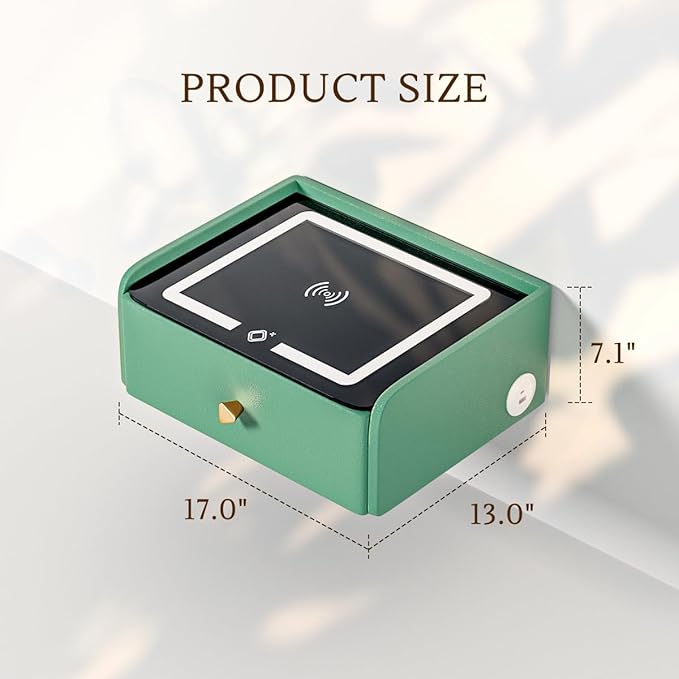 HOMEMORE Floating Nightstand with Charging Station Bedside Table LED Smart Bedside Table Wall Mounted Nightstand Green