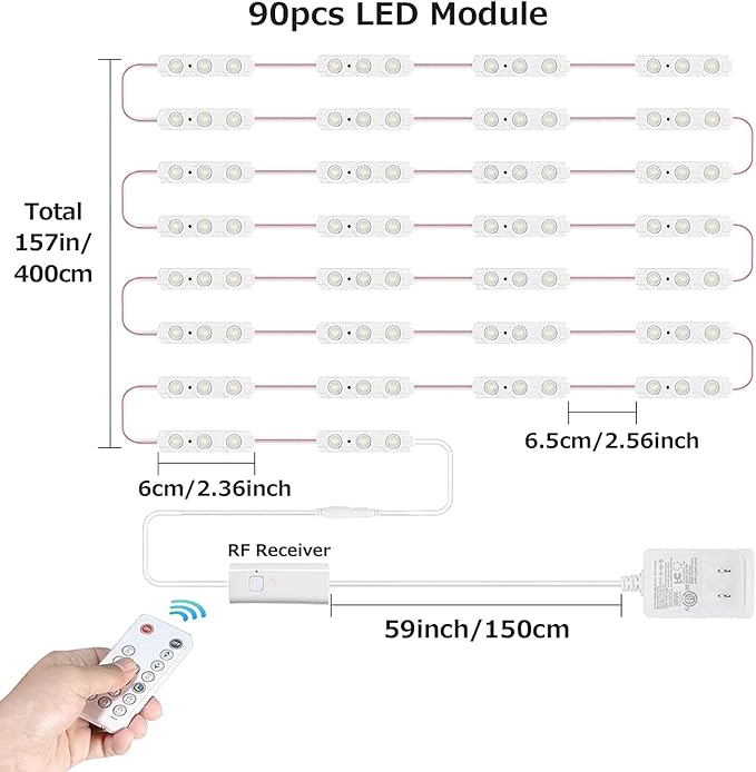 Kintion LED Vanity Mirror Lights with RF Remote, Dimmable Hollywood Style 13ft(4m), Bathroom Waterproof, for Full Body Mirror, Makeup Mirror, Vanity Mirror, Bathroom Mirror(Mirror Not Include)