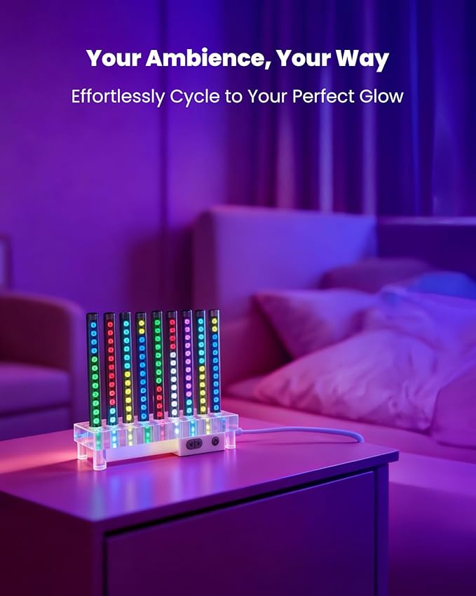 Nobiggie Vertical Glass Ambient Lighting, Mood Light with Soft Glow LED Accent & Extensive Color Cycles for Bedroom, Living Room & Modern Home Decor