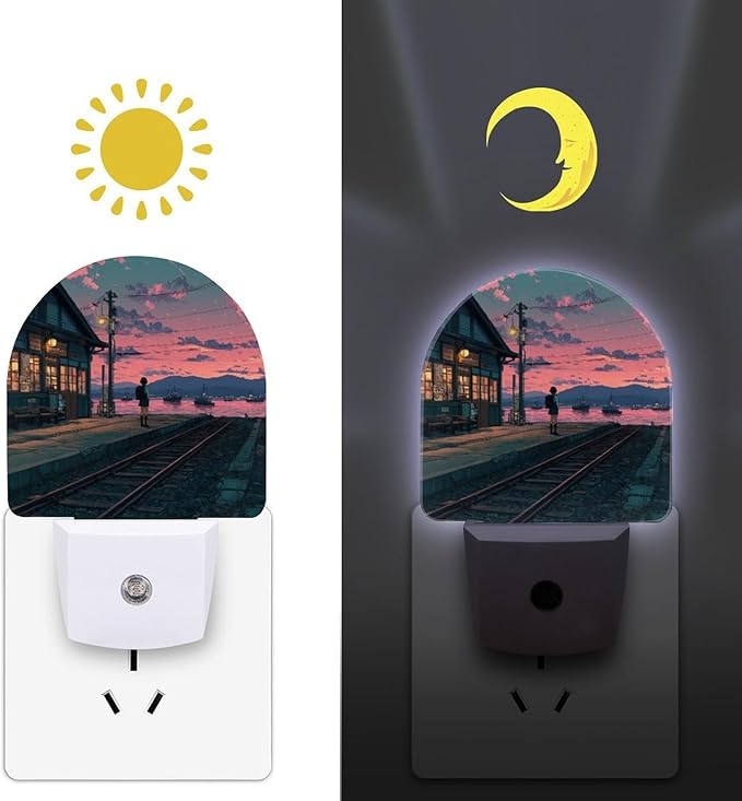 Plug in Night Light with LED & Smart Light Sensor, Track Auto-On/Off Night Lights Plug Into Wall for Bedroom, Bathroom, Hallway, Stairway