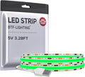 BTF-LIGHTING FCOB USB Powered Green Color COB LED Strip Lights 3.28FT 320LEDs 5V 8mm Width 90+ High CRI Ultra Bright Flexible Light for 3D Printer TV Backlight Display Cabinet PC DIY Decor