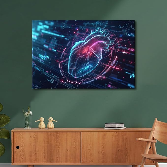 TUMOVO Futuristic Technology Paintings Wall Art Futuristic Blue Circuit Board Background Canvas Art Wall Decor Decoration For Wall Art Work for Wall Decor Living Room Bedroom 24" Wx36 Hx1 Panel