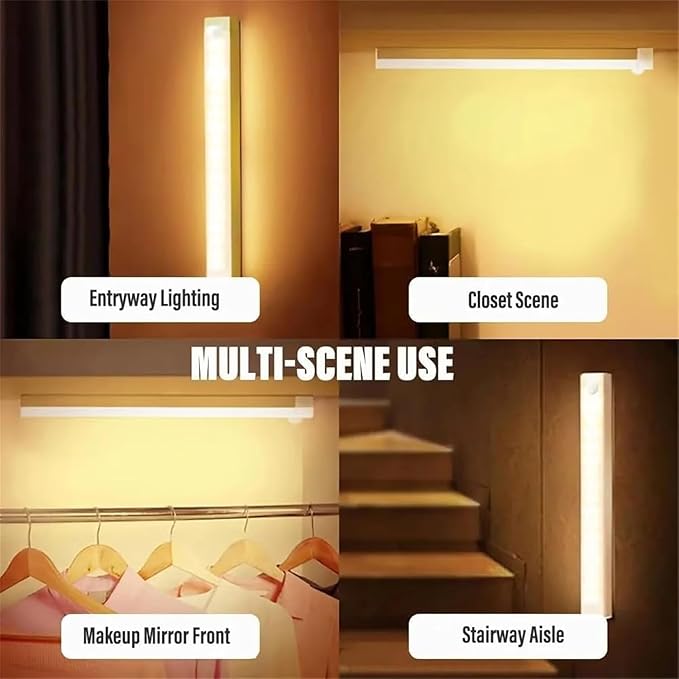 4/8Pack Punch-Free Smart Sensor Magnetic Rechargeable Led Lights,Under Cabinet Lights,Home Motion Sensor Light Indoor (4PCS Warm Light,10cm/3.9in)