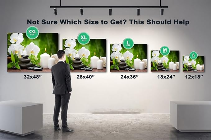 GUTTATY Zen Wall Art Decor, Modern Bathroom Zen Decor Wall Art, Canvas Wall Art for SPA Zen Room Decor, Green Bamboo and Pebble Relaxing Zen Art Prints for Office & SPA Wall Decor 24x36 Inches