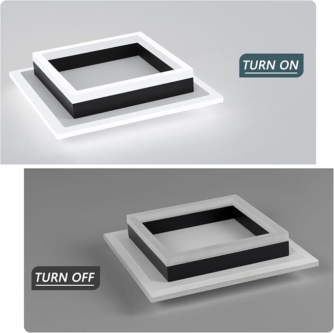 32W Modern LED Ceiling Light, Small Flush Mount Light Fixture, 6500K Cold White Ceiling Lamp, Square Hallway Lighting Fixtures for Living Room Bedroom Bathroom Kitchen (White, Cold White)