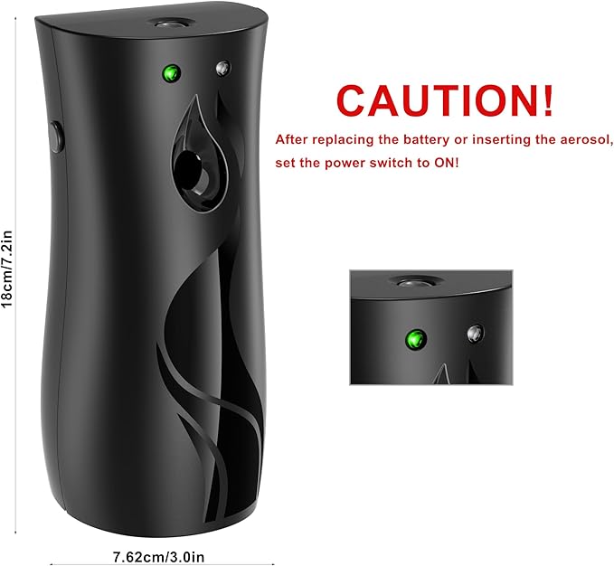 Automatic Air Freshener Spray Dispenser (2-pack), Wall Mounted or Freestanding Sprayer Holder, Multiple Time Settings, Commercial and Home Use in Bathrooms, Offices, Living Rooms, etc (Black, 1121)