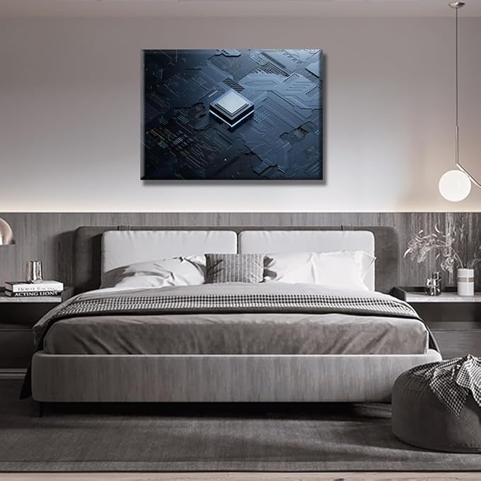CPU Concept Canvas Wall Art Decor Central Computer Processors CPU for Living Room AI Wall Painting Wall Art for Office Modern Artwork Poster Prints Framed 20x28 INCH