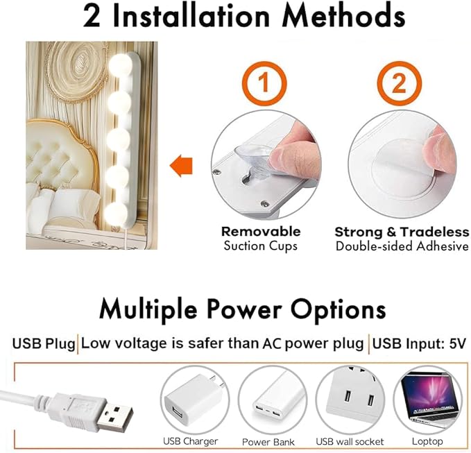 Makeup Light,Portable Led Vanity Lights with 3 Colors Lighting Mode Adjustable & Dimmable for Vanity Table Dressing Room Mirror
