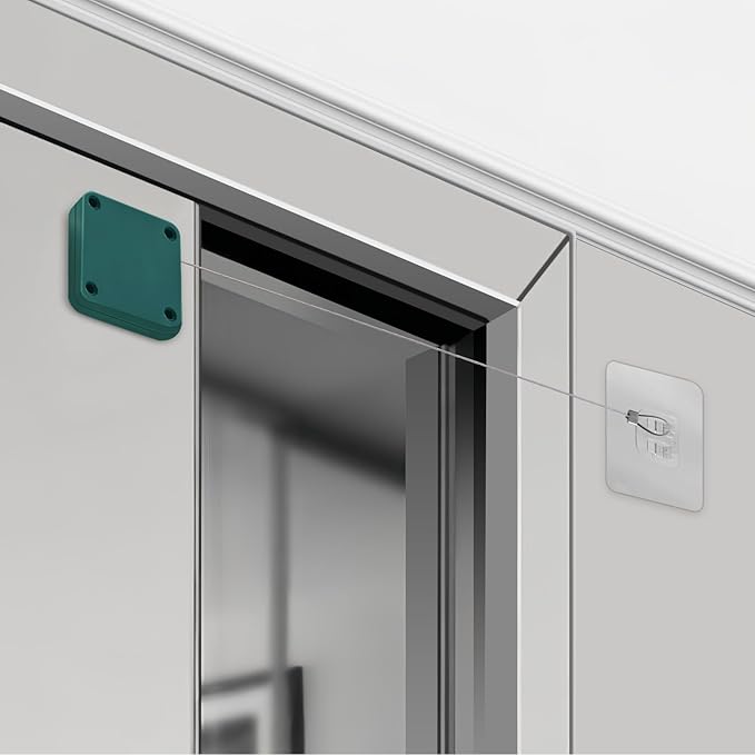 SHIMIDO Upgraded Punch-Free 1000g Automatic Screen Door Closer, Storm Door Closer, Sliding Screen Auto Door Closer with Steel Drawstring for Bathroom, Bedroom, Studyroom, etc. (4 Pack Green)