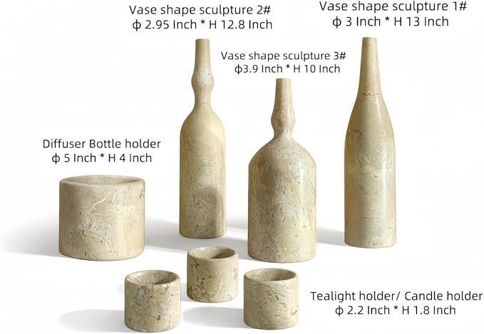 Glod Yellow Beige Marble Living Room Accessories Set Marble Beige+Gold Luxury 7 Pcs Sculptural Decor Elegant Indoor Decor
