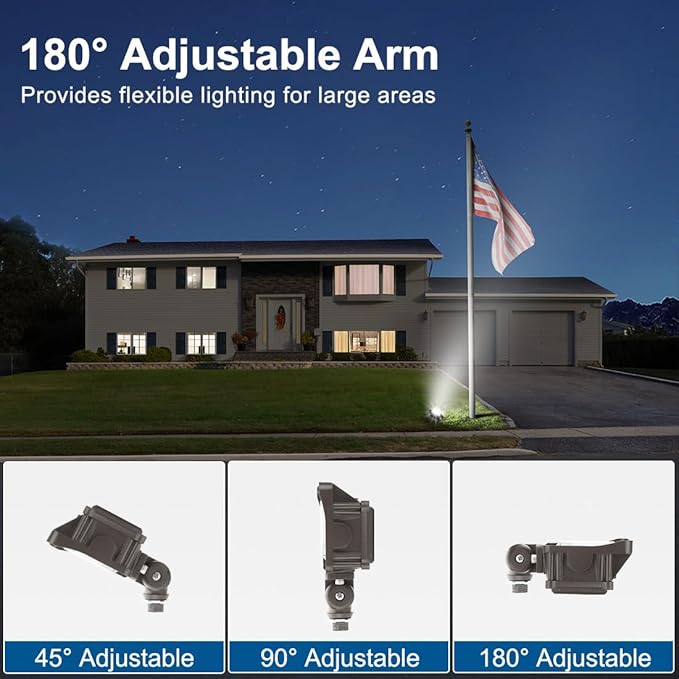 DAKASON 30W LED Flood Light Outdoor, Dusk-to-Dawn Photocell 180° Adjustable Knuckle, 3900LM 5000K Replaces 100W HPS/MH, IP65 Waterproof Outdoor Security Lighting Fixture, 100-277Vac, ETL Listed