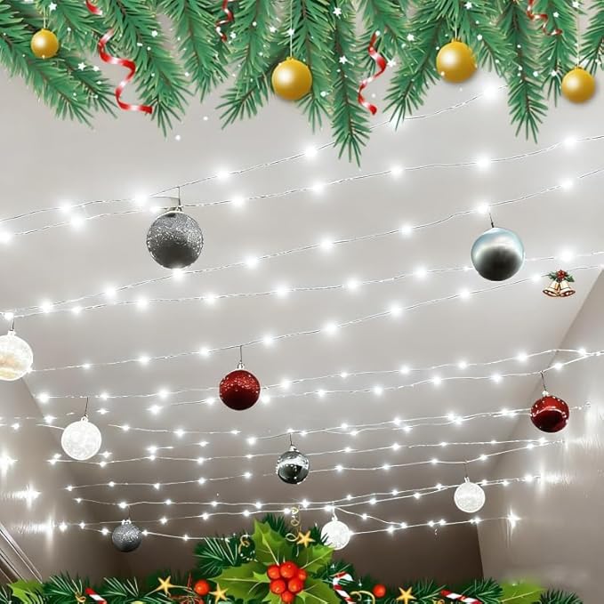 USB Fairy Lights Plug in, 33 Feet 100 LED Twinkle String Lights with Remote and Timer, Waterproof 8 Modes for Bedroom Indoor Wreath DIY Party Wedding Christmas Holiday Decoration(2 Pack White)