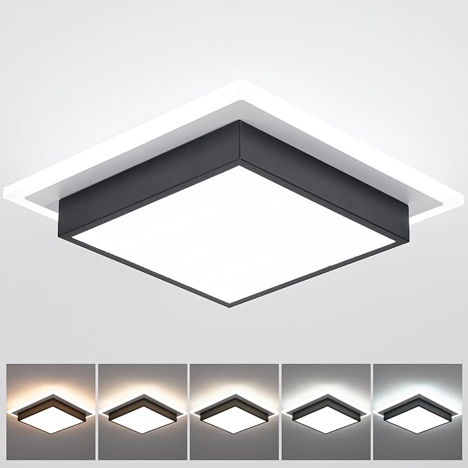 Modern LED Ceiling Light, 13 Inches Square Ceiling Light, 5CCT Flush Mount Ceiling Light, Hallway Ceiling Lighting Fixtures for Living Room Bedroom Bathroom Kitchen