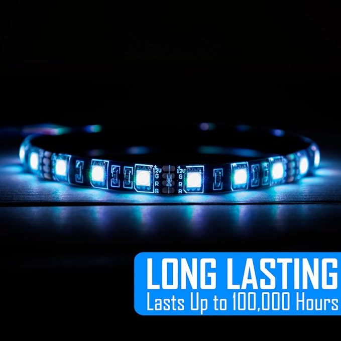 Kingwin RGB LED Strip Lights, LED Light Strip For Computer Case, PC, Laptop, Home, Office, and Background Lighting. Ultra Bright 5050 SMD Strip Lights, 12 Inches [Asus Aura RGB Compatible]