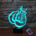 3D Boxing Gloves Night Light 16 Colors Changing USB Powered Remote Control Touch Switch Decor Lamp Optical Illusion LED Table Desk Lamp