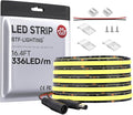 BTF-LIGHTING FCOB COB LED Strip 8W/m 16.4FT DC12V Warm White 3000K Flexible High Density Uniform Light CRI 90+ 8mm Width LED Ribbon Black PCB for Indoor Decor(No Adapter or Controller)