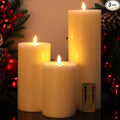 Retisee 3 Pcs White Large Flameless LED Candles with Remote Battery Operated 3D Pillar Flickering Candles for Home Indoor Outdoor Party Wedding Light Decor(6''/8''/12'' x 4'')