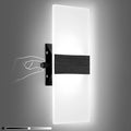 Lightess Modern Wall Sconce with Switch, Indoor Wall Light Dimmable, 12W Black Acrylic Wall Mounted Light Fixtures for Hallway Stairway Bedroom, Cool White, 1 Pack