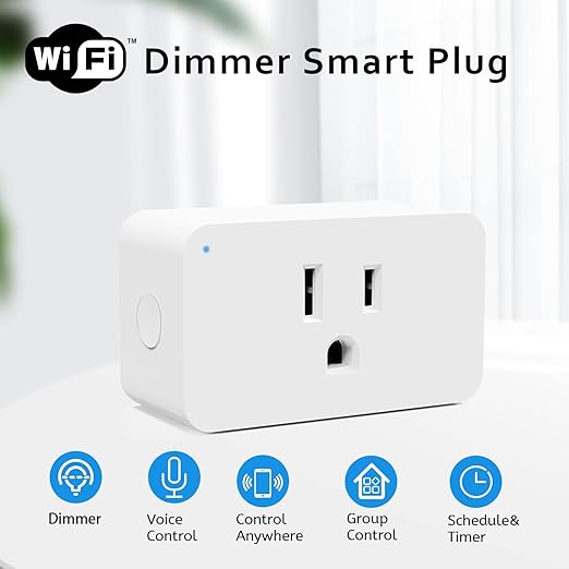 New One Smart Dimmer Plug, 2.4G Wi-Fi Dimmable Smart Plug, 2-Way Switch, Voice Control, White