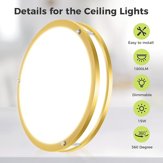 hepside 1 Pack Flush Mount Ceiling Light Fixture, Dimmable & 5CCT Ceiling Light Black, 10inch 15W 3000K 3500K 4000K 5000K 6500K Adjustable Ceiling Lamps for Kitchen Bathroom Bedroom Hallway