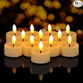 12 Pack Battery Operated Tea Lights Candles, Realistic Flickering Electric Fake Tealights Candles, 3D Wick Flameless LED Tea Lights for Wedding, Festival, Party, Home Decor