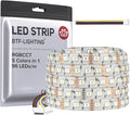BTF-LIGHTING RGBCCT 5 Colors in 1 LED Tape Lights 5050SMD RGBWW RGB+Dimmable Color Temperature 2700K-6500K 16.4ft 96LED/m 480LED IP65 DC12V White PCB for Home Decoration(No Adapter or Controller)