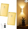 Battery Operated Wall Sconce Set of 2: 5000mAh Rechargeable Motion Sensor Night Light Indoor, 3CCT Dimmable Wireless Wall Lights Magnetic LED Up and Down Wall Lamp for Bedroom Closet Stair, Gold