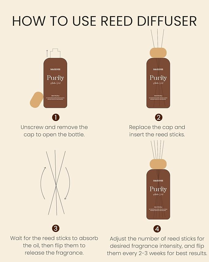 M&SENSE Reed Diffuser Set, Madagascar Vanilla Scented 6.3 fl oz Natural Essential Oil Diffusers with Sticks, Non-Toxic Organic Air Freshener, Long-Lasting Fragrance Oils for Living Room Bedroom