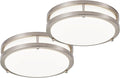 DLLT 2Pack Flush Mount LED Ceiling Light: 10 Inch 5CCT (3000K-6000K) & Dimmable Ceiling Light Fixtures for Bedroom - 18W Modern Brushed Nickel 1600LM Super Bright Kitchen Lighting Fixtures Ceiling
