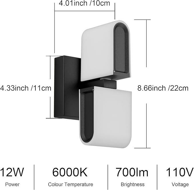Aipsun Black Wall Sconces Hardwired Modern LED Sconces Wall Lighting Indoor Wall Sconce for Living Room Hallway 6000K White Light
