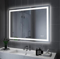 Amorho LED Bathroom Mirror, 48"x 32" with Front and Backlight, Stepless Dimmable Wall Mirrors with Anti-Fog, Shatter-Proof, Memory, 3 Colors, Double LED Vanity Mirror