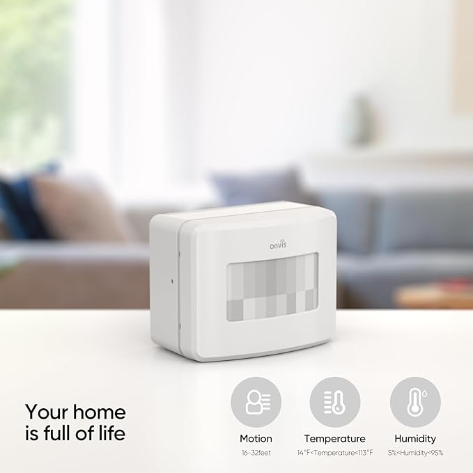 Onvis Smart Motion Sensor, Wireless Hygrometer, Thermometer, Works with Apple HomeKit, Smart Home Automation, PIR Motion Detector-Thread ((iOS 17.4 and Above is Required)