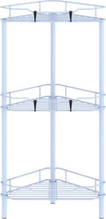 HuggieGems 3 Tier Floor Standing Corner Shower Caddy Organizer Shelf with Hooks, Bathroom Shelves Stand Rack, Blue