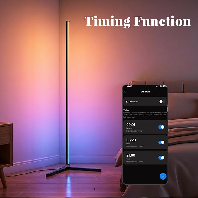 RGB Floor Lamp LED Corner Floor lamp smart Floor lamp with Music Sync Lighting, App & Remote Control, 16 Million Colors Living Room & Gaming Room (1 Pack with Alexa Voice Control)
