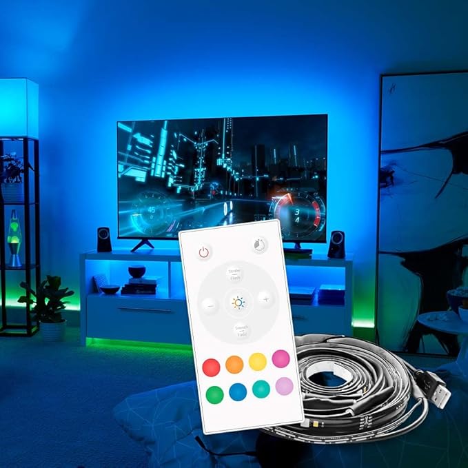 GE LED TV Tape Light, Color Changing Strip Light with Remote, No App or Wi-Fi Required, 84in (1 Pack)