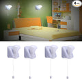 4 Pack Battery Operated Light Bulb, Stick-Up Wireless LED Closet Light Bulb, Battery Powered Self Adhesive Wall Mounted Lamp Fixture with Pull Chain for Cabinet Bedroom Living Room Kitchen