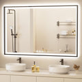 60x36 LED Bathroom Mirror with Lights, Black Aluminum Framed, Backlit + Front Lit, Lighted Bathroom Vanity Mirror for Wall, Anti-Fog, Memory Function, Dimmable, Shatterproof ETL Listed
