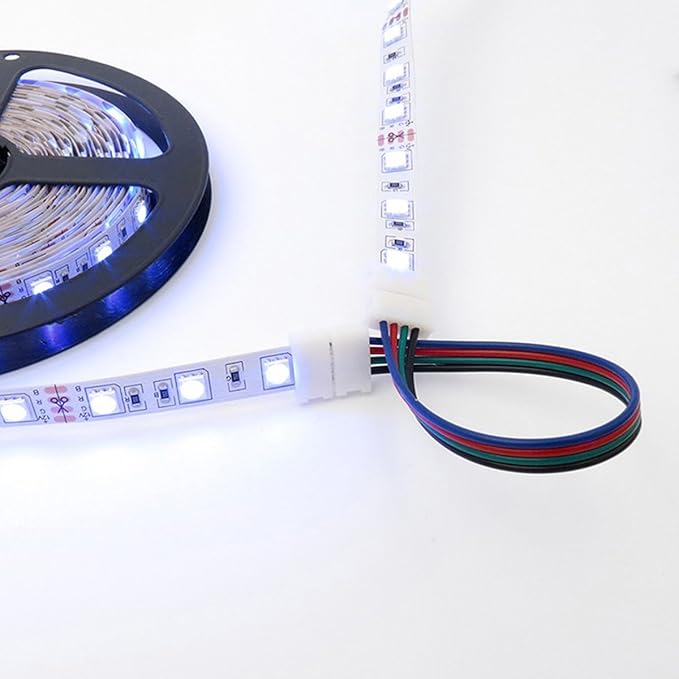 iCreating LED Strip Connectors 4 Pin, RGB LED Light Connectors Kit Includes 5050 LED Connectors L Shape 4Pin 10mm LED Light Strip Connectors for 10mm Wide 4-pin RGB LED Strip Lights