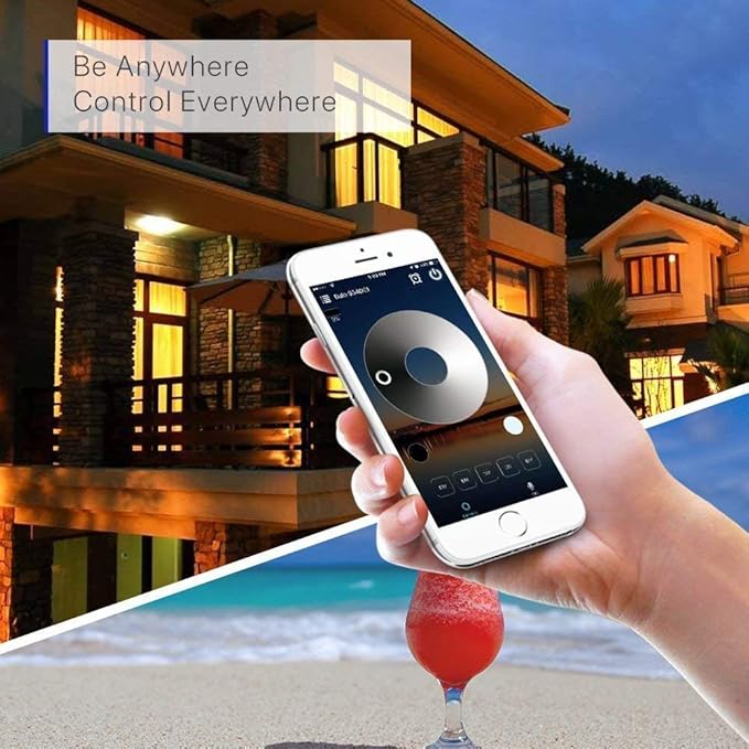 Sumaote Single Color LED Strip Lights WiFi Controller, Compatible with Android iOS Works for 5050 3528 COB LED Light Strips, 12V-24V, Voice Control, Dimmable, Timing Function