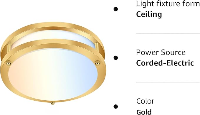 hykolity 10 inch Flush Mount LED Ceiling Light Fixture, 17W 1100lm, 2700K/3000K/3500K/4000K/5000K Adjustable Ceiling Lights, Gold Saturn Dimmable Lighting for Hallway Bathroom or Kitchen