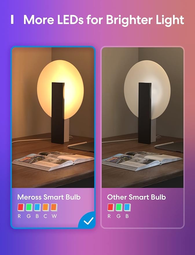meross Smart Light Bulb, Smart WiFi LED Bulbs Works with Alexa, Google Home, Dimmable E26 Multicolor 2700K-6500K RGB, 810 Lumens 60W Equivalent, No Hub Required (4)