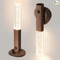 Motion Sensor Night Lights Indoor, Rechargeable Night Lights Wall Sconces Wooden Set of 2, Battery Powered Magnetic Wall Sconces Decor for Bedroom, Hallway, Bathroom, Stairway, Closet（Walnut Wood）
