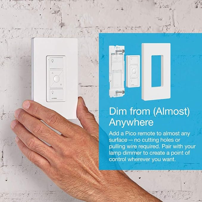 Lutron Caseta Smart Plug Start Kit for Lamps, Plug-in Lamp Dimmer Switch with Smart Bridge and Pico Remote, Compatible with Alexa, Apple HomeKit, and The Google Assistant, P-BDG-PKG1P, White